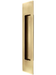 10 inch Solid Brass Modern Rectangular Pocket-Door Flush Pull in Antique Brass.